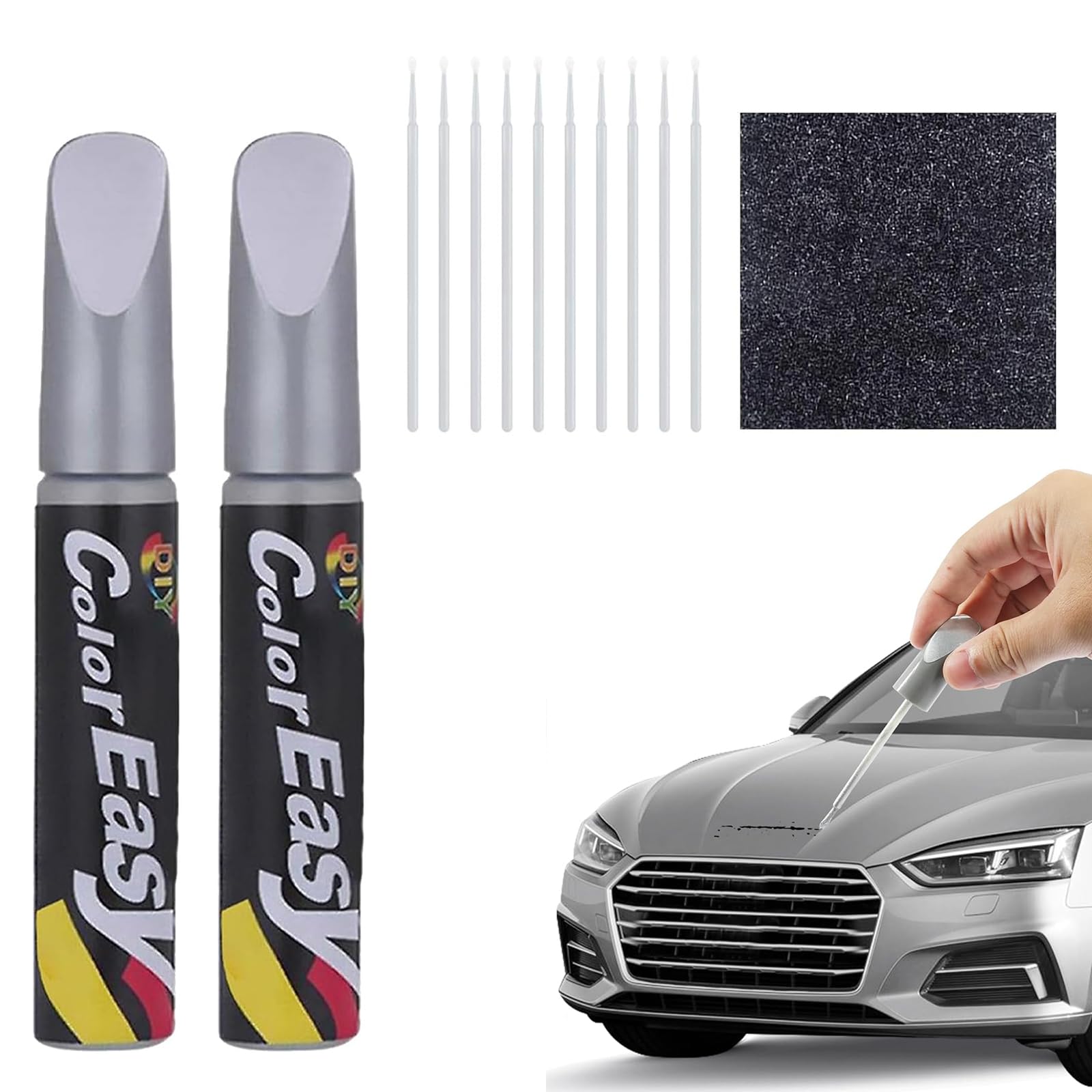 LEOEASIY Auto Lackstift Silber,2er-Pack Lackstift Silber Metallic,Auto Lackstift Lackreparaturstift,Auto Kratzer Reparatur Stift,für Die Autolackreparatur, Autoreparaturwerkzeuge,Silber,12ml von LEOEASIY