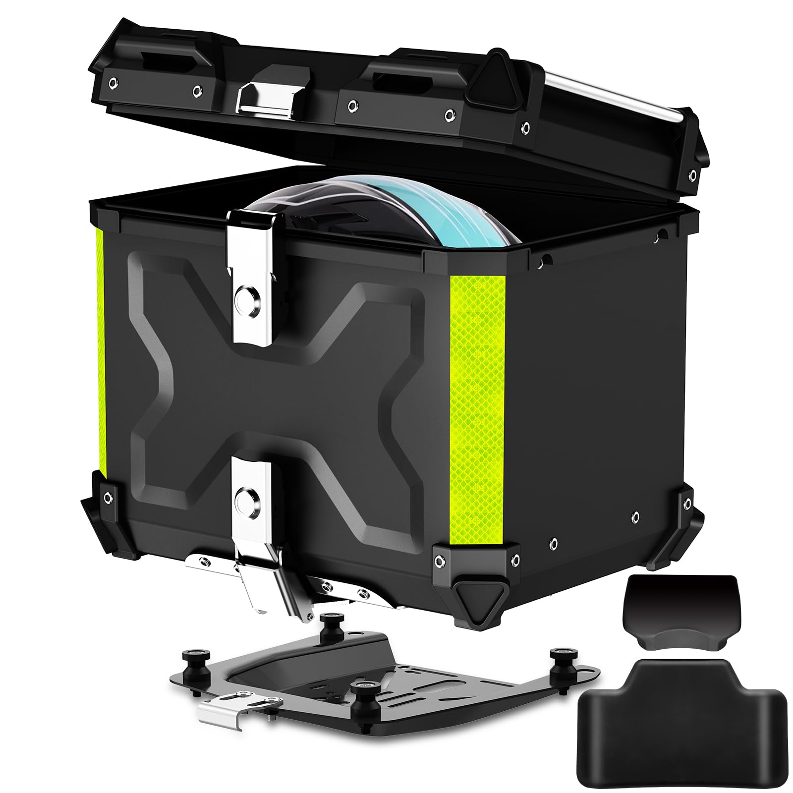 Motorrad Topcase, 45L Topcase für Roller Wasserdicht Topcase Aluminium Motorrad Heckbox Reisen Motorradkoffer mit Sicherheitsschloss für Motorradhelm Helm, Wasserdicht Motorrad Top Box (Schwarz) von LESANM