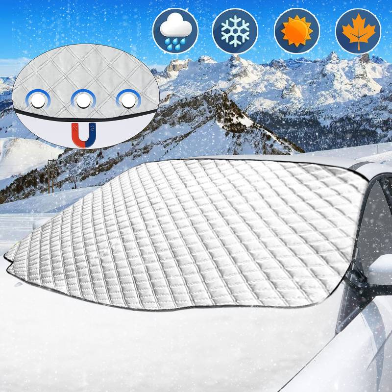 LEWONPO Frontscheibenabdeckung, Auto Scheibenabdeckung Windschutzscheibe Abdeckung Winterabdeckung Magnet Fixierung Faltbare Auto Abdeckung für die gegen Schnee, EIS, Frost, Staub, Sonne (193 * 126cm) von LEWONPO