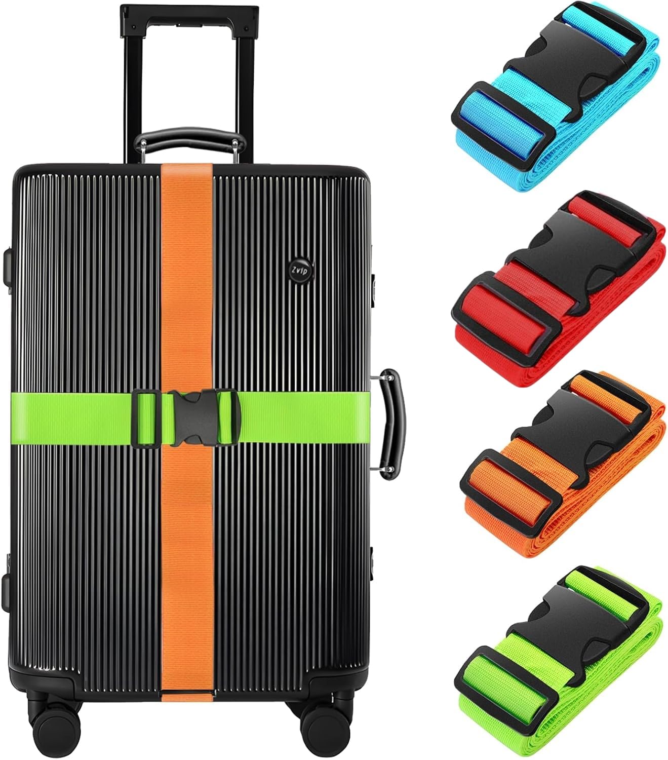 LEXICANMHS Koffergurte 4 Stück Set Farbig, 200cm Lange Kofferband Gurte,Gurtband für Koffer & Gepäck,Kofferband Auffällig,Luggage Strap(Blau+Orange+Rot+Grün) von LEXICANMHS