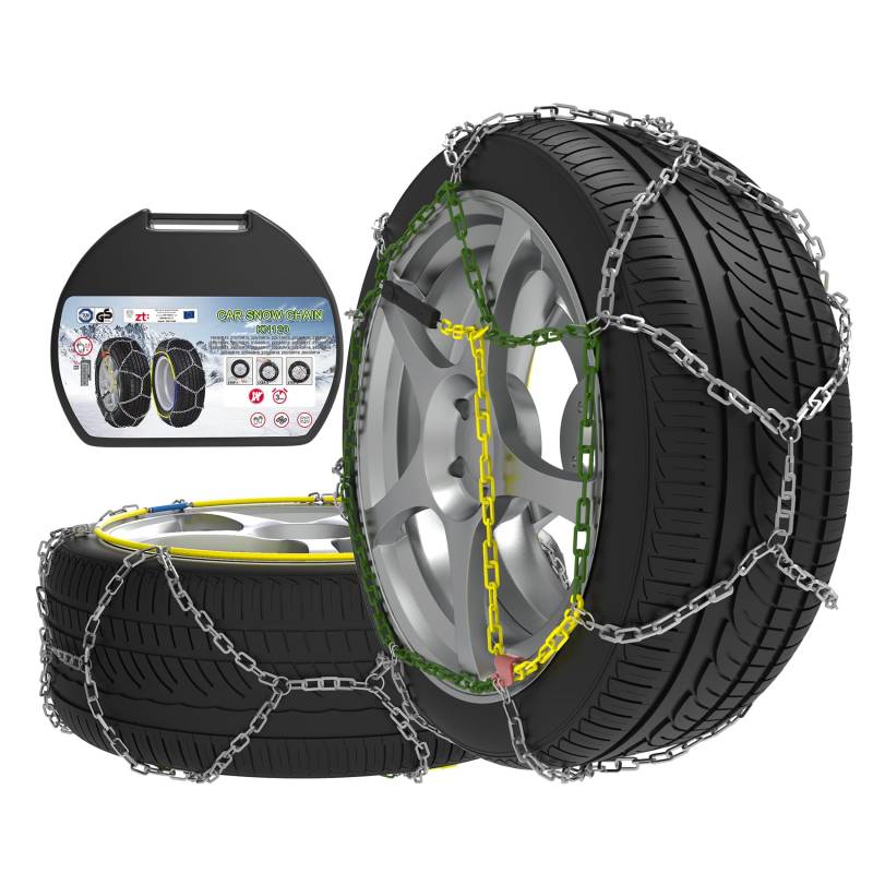 Alloy Steel Snow Chains, Schneeketten Legierung Stahl, 2 Stück x 12mm, Auto Schneeketten mit automatischem Spanner, Langlebige Schneeketten für Auto (Größe 120) von LEYAOYAO