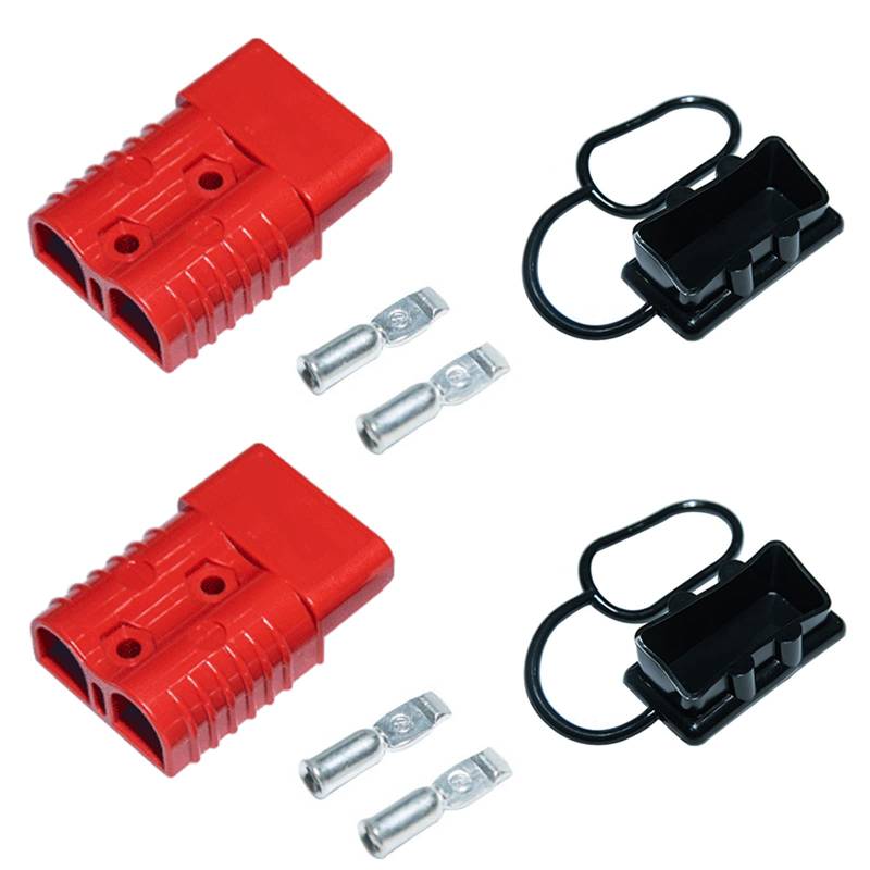 LEZED Batterieanschluss Stecker 50A 600V Batterie Verbindungs Stecker Steckverbinder Schnellanschluss Stecker Stecker für Auto, Wohnmobil, Wohnwagen, Wohnmobil, Boot 2 Sätze Rot von LEZED