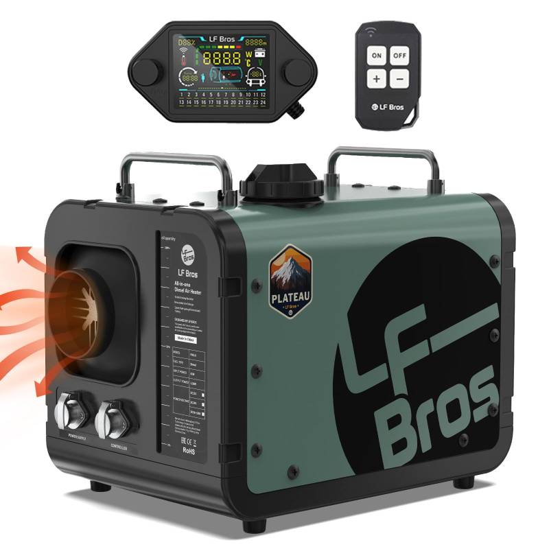 LF Bros 12V/220V Standheizung Diesel, 5KW Plateau Version Parkplatz Heizung Alles in einem, Dieselheizung mit Timer LCD Display Fernbedienung für Eisfischen, Boot, Wohnmobile, LKW von LF Bros