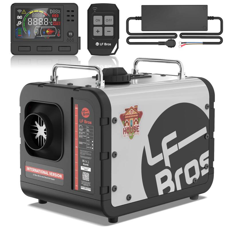 LF Bros 12V/24V/220V Dieselheizung, Diesel Standheizung 5kw, Diesel Lufterhitzer mit Timer LCD Schalter für Camping, Wohnmobil, LKW (Weiß) von LF Bros