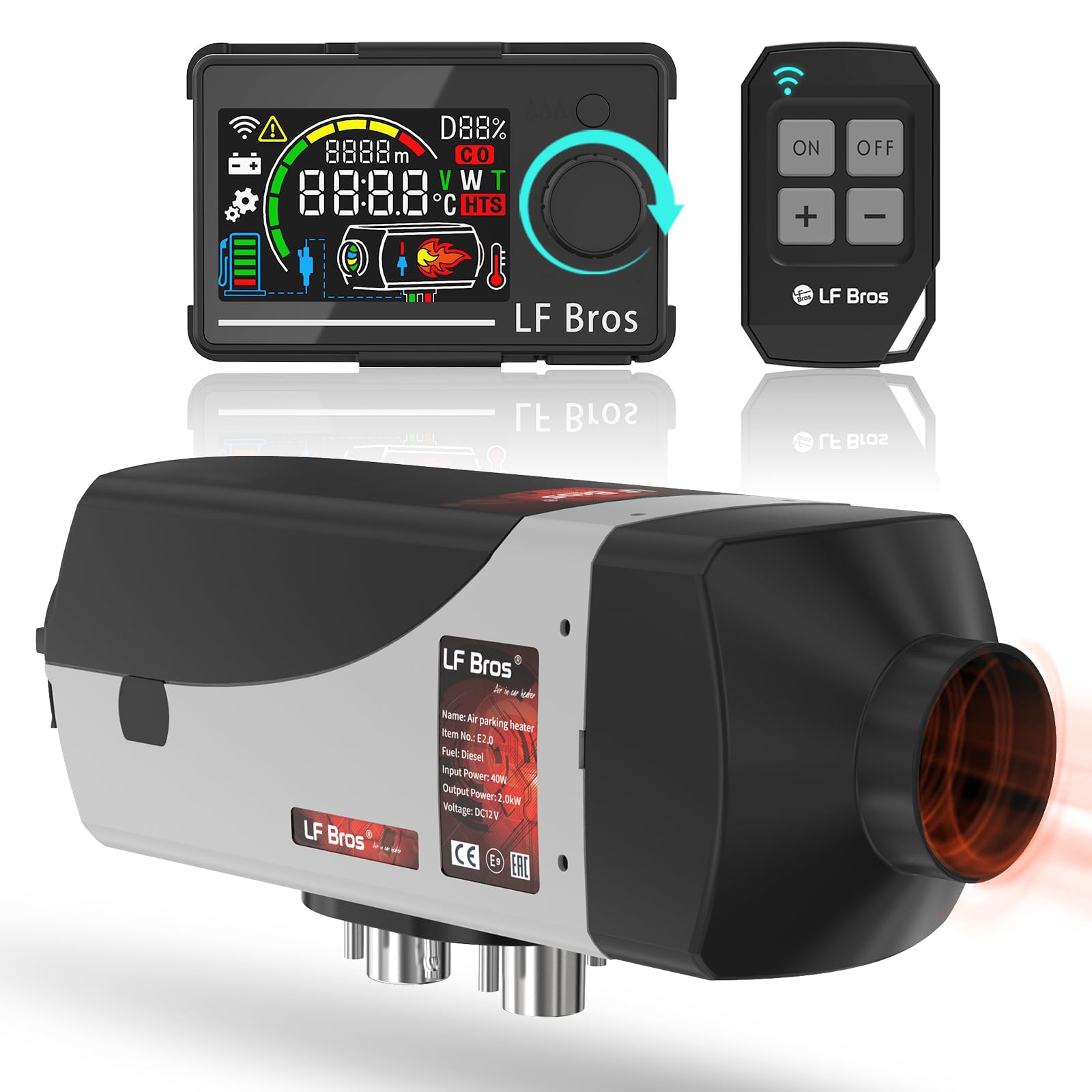 LF Bros 2KW 12V Diesel Heizung, Standheizung Diesel mit LCD Display Fernbedienung für Limousine, Kleinwagen, Kleinlaster, Kastenwagen, Pickup von LF Bros