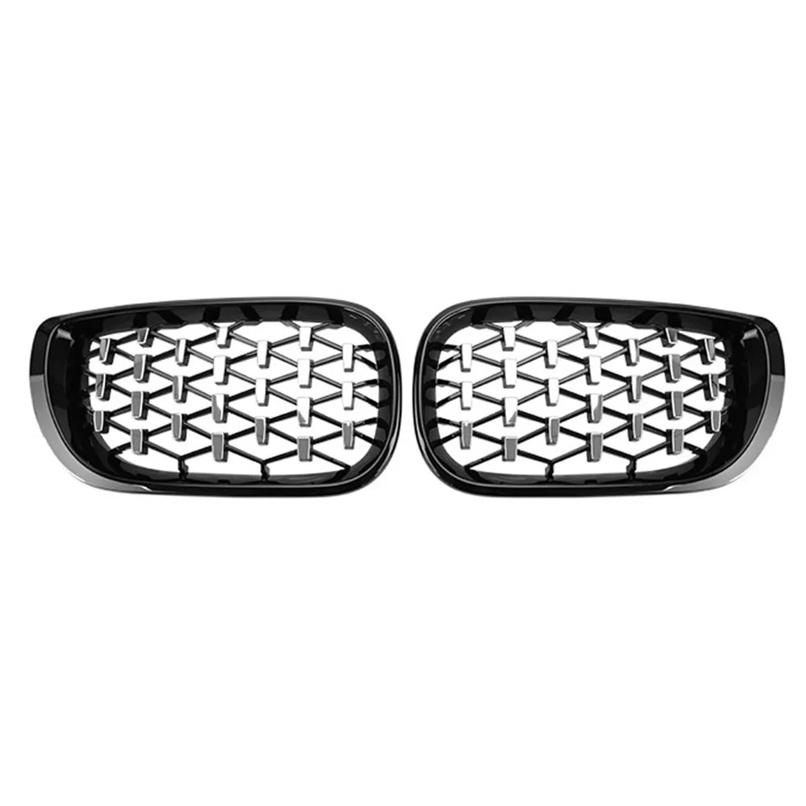 LFDTO ABS Auto Chrom Schwarz Diamant Grill Auto Front Stoßstange Gitter Fit for BWM 3 Serives E46 Türen Grille 2002-2005 320i 325Xi 330Xi (Size : Black silver) von LFDTO