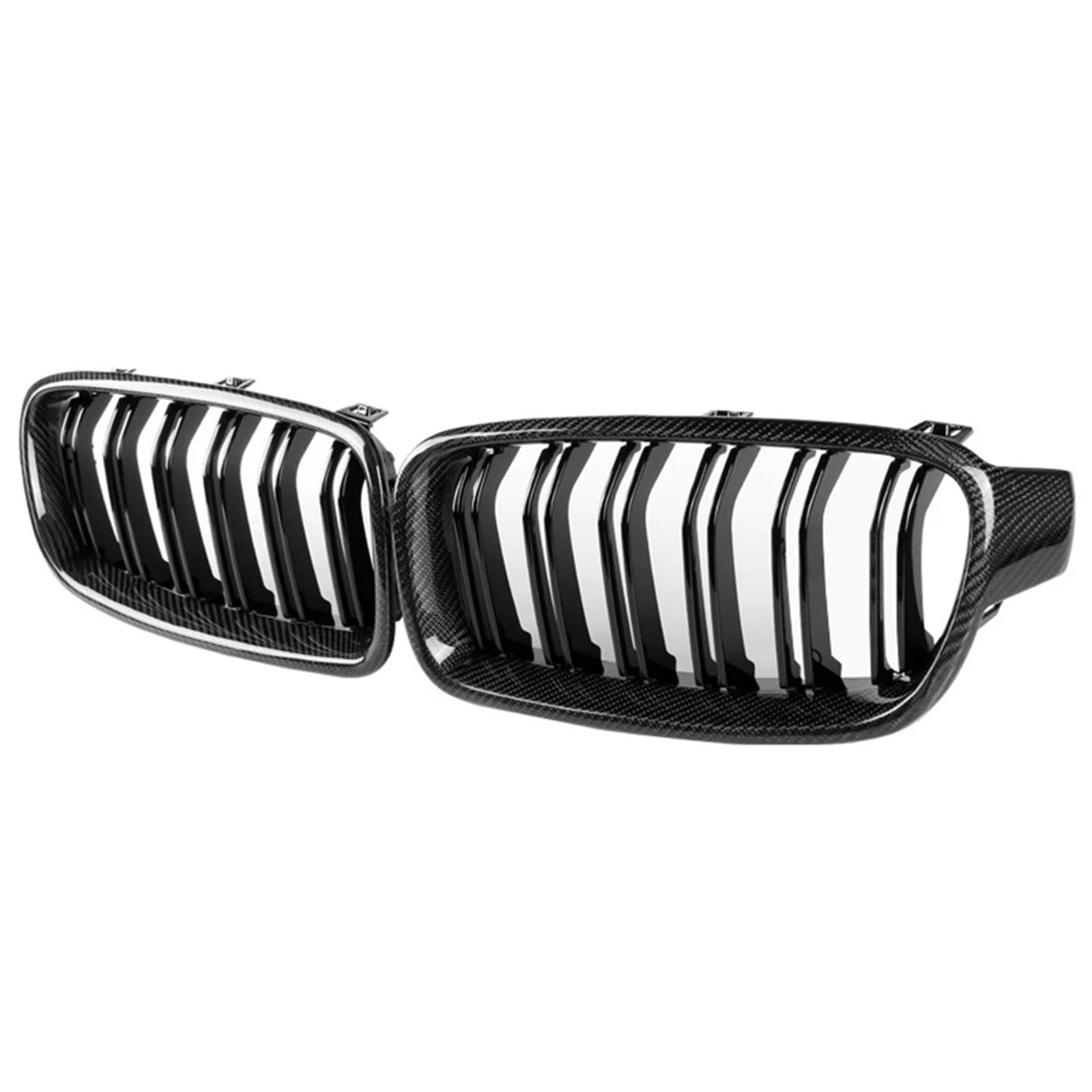 LFDTO Auto Carbon Faser Glanz Schwarz Doppel Lamellen Front Niere Grill Fit for BMW 3 Serie F30 F31 F35 2012-2018 Auto Zubehör (Size : Carbon Fiber) von LFDTO