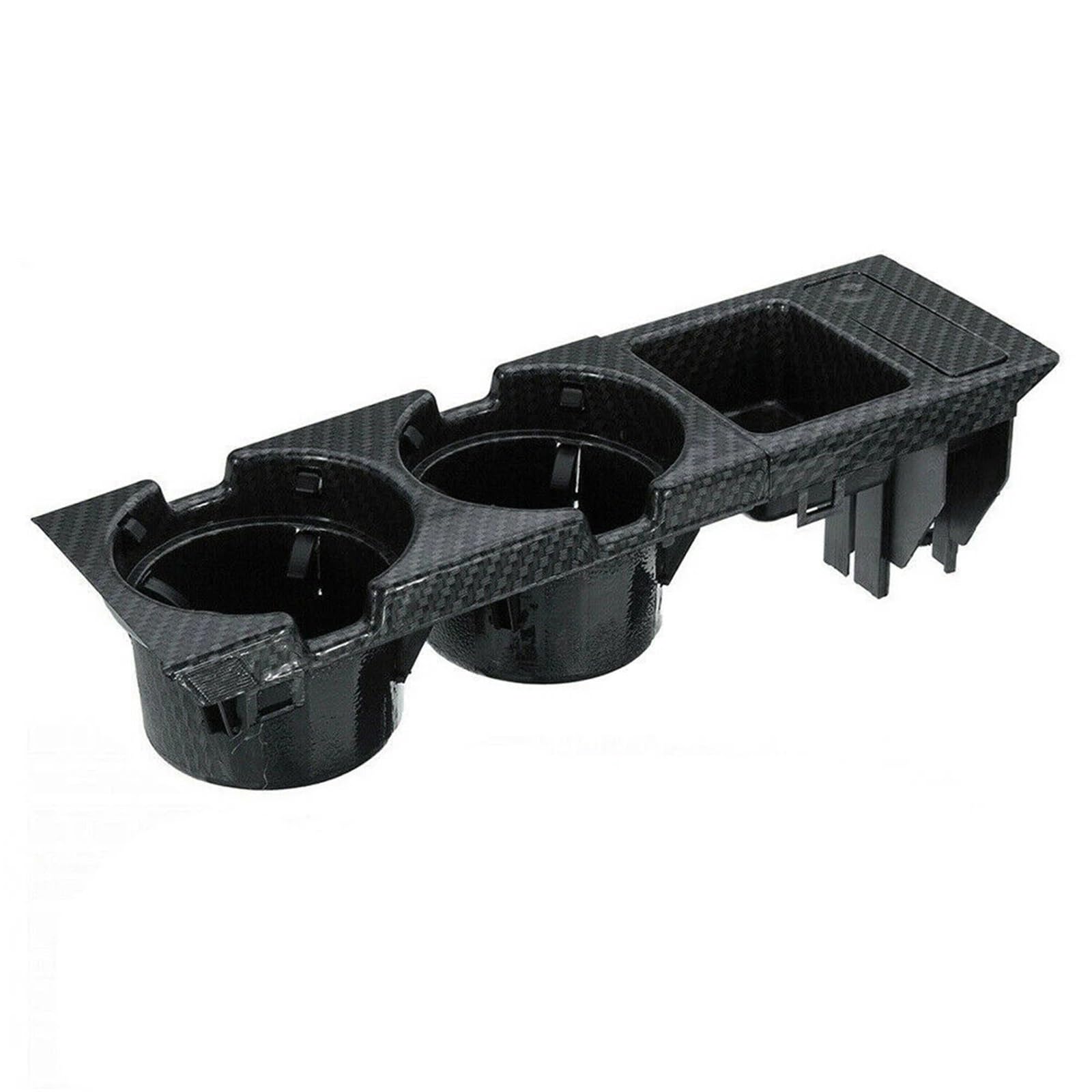 LFDTO Doppelloch-Auto-Styling, vordere Mittelkonsole, Aufbewahrungsbox, Münze + Getränkehalter, passend for BMW E46 Serie 1999–2006, 51168217953(Carbon Fiber Set) von LFDTO