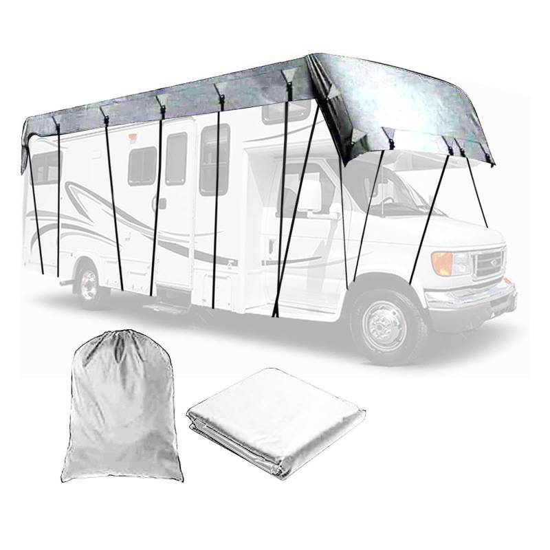 210D Oxford-Gewebe 210D Oxford-Gewebe Abdeckplane Wohnwagen Wind-, Regen- Und Schneefest Wohnmobilausstattung Geeignet Für Wohnwagen, Wohnmobile, Busse,Grey-6.5m×3m von LFLIFENG