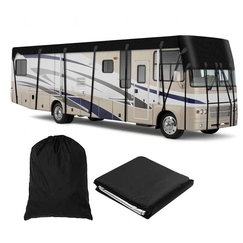 210D Oxford-Gewebe 210D Oxford-Gewebe Wohnmobilabdeckungen Wind-, Regen- Und Schneefest Abdeckplane Wohnwagen Geeignet Für Jede Jahreszeit Und Jedes Klima,Black-11m×3m von LFLIFENG