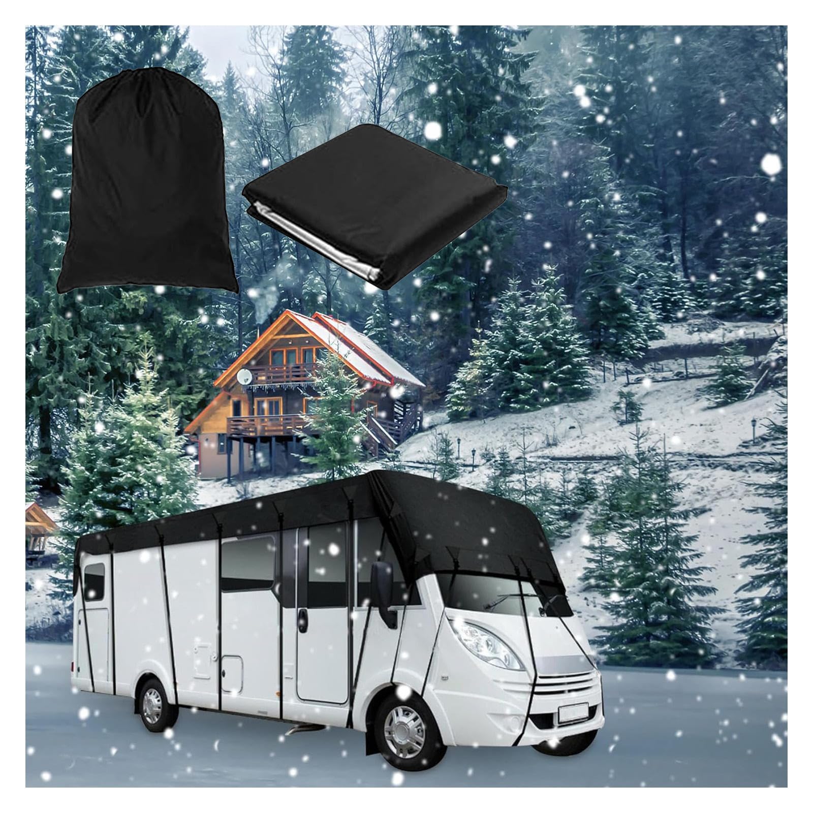 210D Oxford-Gewebe 210D Oxford-Gewebe Wohnmobilabdeckungen Wind-, Regen- Und Schneefest Wohnmobilabdeckungen Geeignet Für Wohnwagen, Wohnmobile, Busse,Black-12m×3m von LFLIFENG