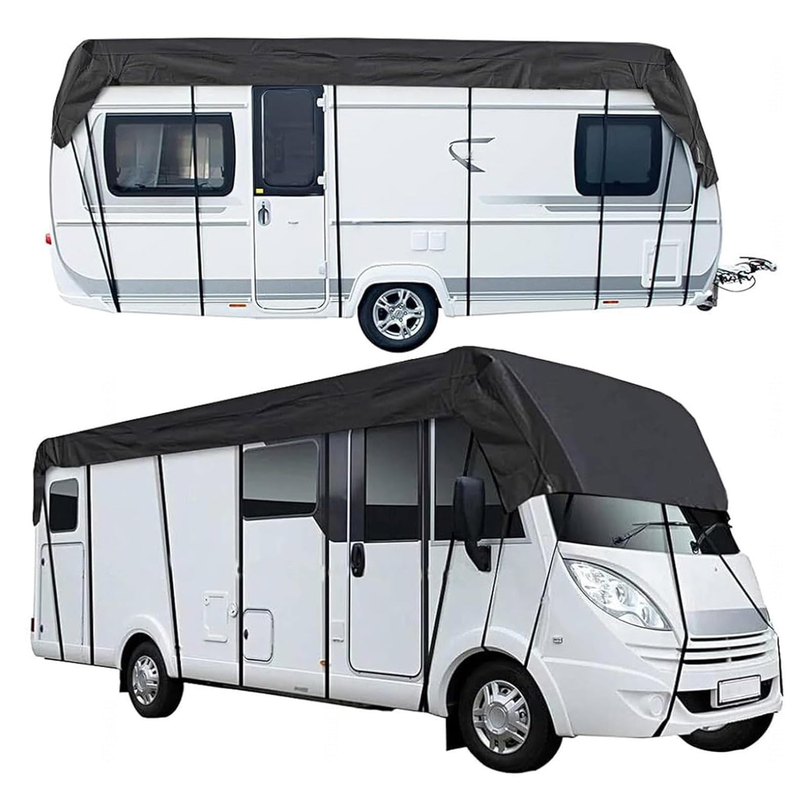 210D Oxford-Gewebe 210D Oxford-Gewebe Wohnwagen Abdeckung Wind-, Regen- Und Schneefest Wohnwagen Vorzelt Geeignet Für Wohnwagen, Wohnmobile, Busse,Black-8.5m×3m von LFLIFENG