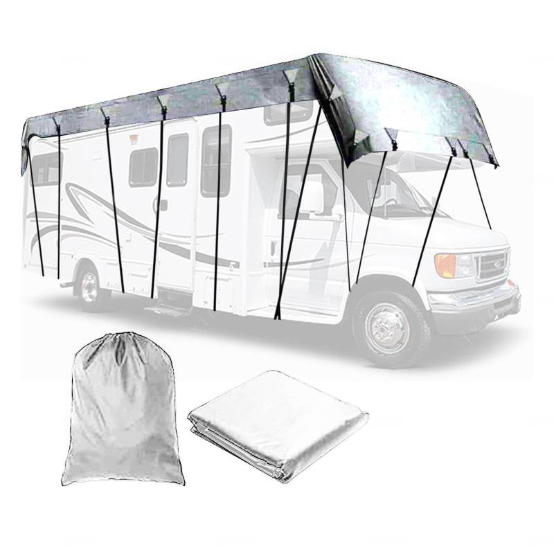 210D Oxford-Gewebe 210D Oxford-Gewebe Wohnwagen Schutzhülle Wind-, Regen- Und Schneefest Wohnmobilausstattung Geeignet Für Wohnwagen, Wohnmobile, Busse,Grey-13m×3m von LFLIFENG