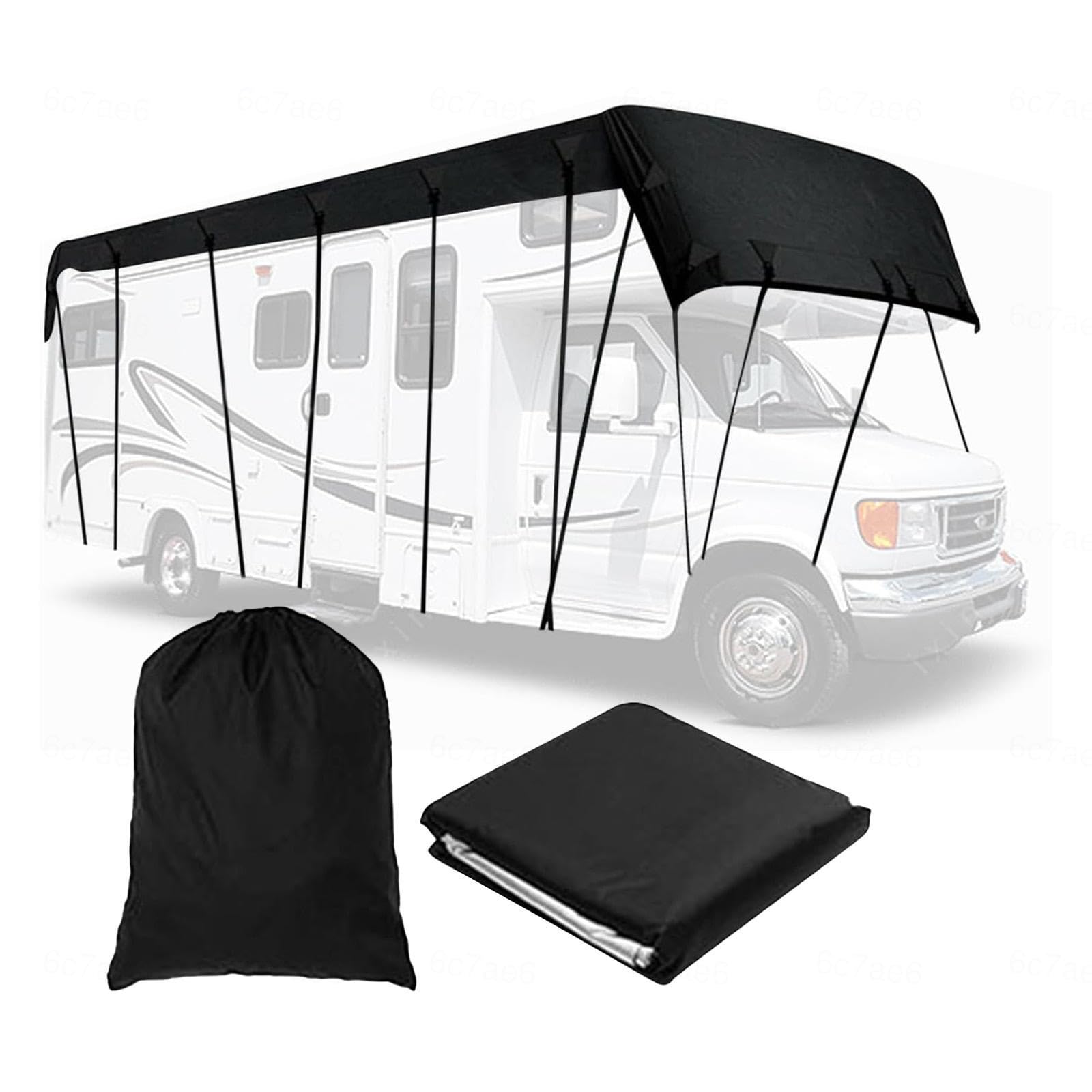 Abdeckplane Wohnwagen 210D Oxford-Gewebe Abdeckplane Wohnwagen Wind-, Regen- Und Schneefest Sonnensegel Auto Camping Geeignet Für Wohnwagen, Wohnmobile, Busse,Black-9.5m×3m von LFLIFENG