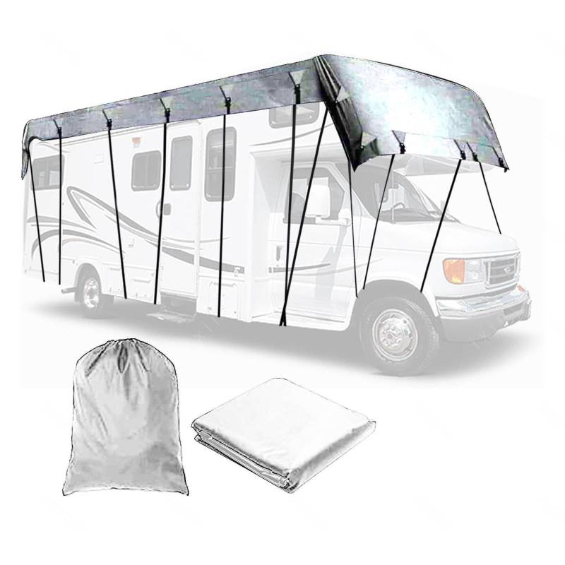 Abdeckplane Wohnwagen 210D Oxford-Gewebe Wohnwagen Abdeckplane Wind-, Regen- Und Schneefest Wohnwagenplane Geeignet Für Wohnwagen, Wohnmobile, Busse,Grey-11m×3m von LFLIFENG