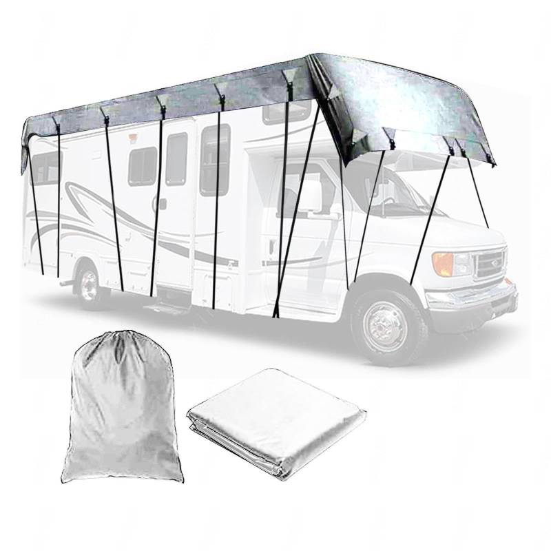 Wohnmobilabdeckungen 210D Oxford-Gewebe Wohnwagen Schutzdach Wind-, Regen- Und Schneefest Hagelschutz Geeignet Für Jede Jahreszeit Und Jedes Klima,Grey-12m×3m von LFLIFENG