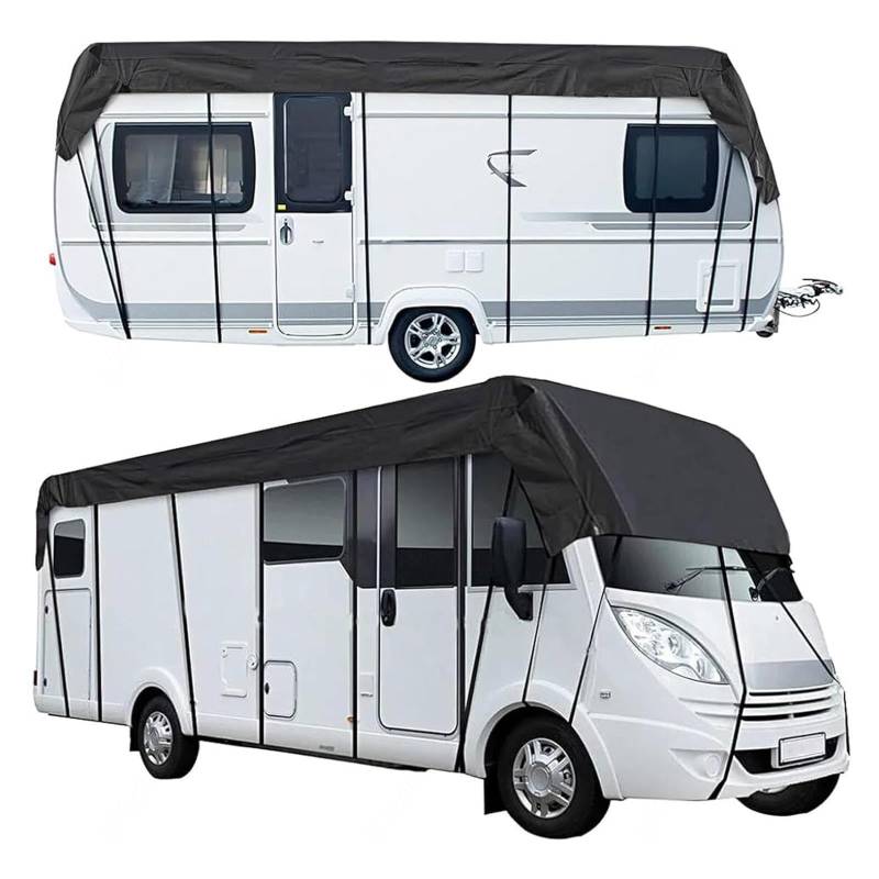 Wohnwagen Schutzdach 210D Oxford-Gewebe Wohnwagen Abdeckung Wind-, Regen- Und Schneefest Sonnensegel Auto Camping Geeignet Für Jede Jahreszeit Und Jedes Klima,Black-11m×3m von LFLIFENG