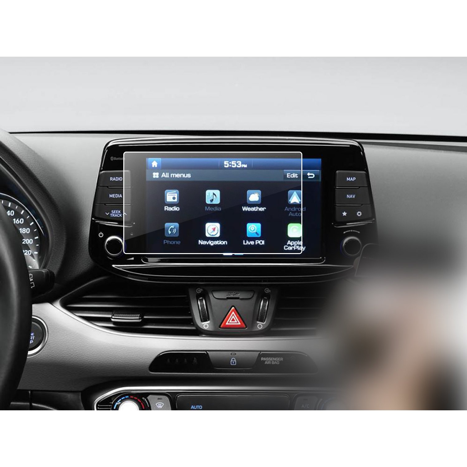 LFOTPP 8 Zoll Navigation Schutzfolie passe für Hyundαi i30 III / i30 Kombi / i30 N, Auto Zubehör GPS Navi Radio Displayschutzfolie, Anti-Fingerprint Tempered Glas 9H Kratzfest Navi Folie Zubehör von LFOTPP