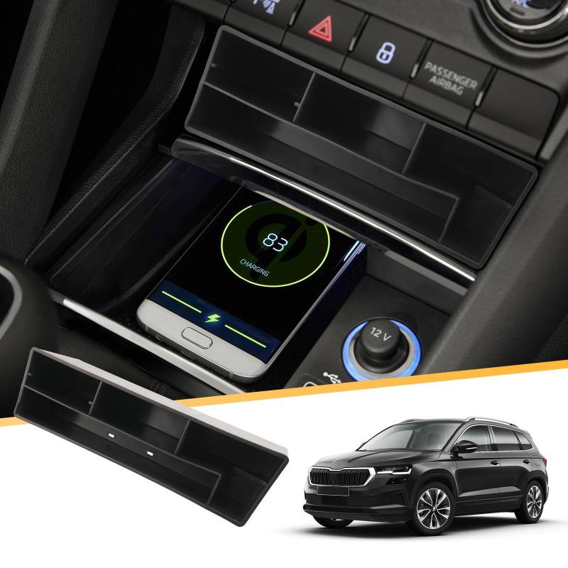 LFOTPP Für Kodiaq Karoq 2017-2022 2023 Zentrale Ablagefach Mittelkonsole Box, Kodiaq Auto Zubehör Organizer Aufbewahrungsbox Tray Original von LFOTPP