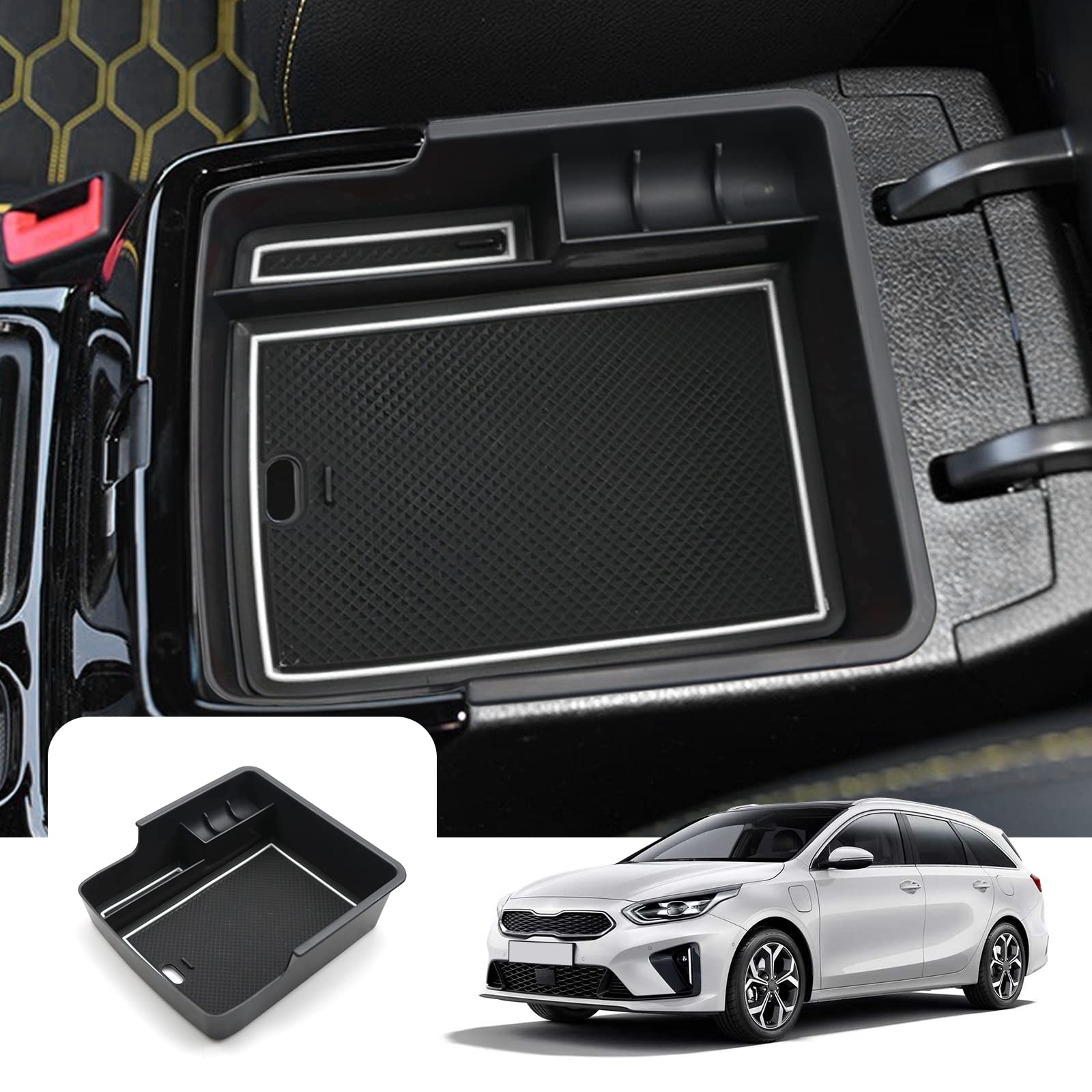 LFOTPP Kompatibel mit Kia XCeed SUV GT 2020-2023 Mittelkonsole Aufbewahrungsbox, XCeed SUV Zubehör Mittelarmlehne Organizer Tray Handschuhfach (Weiß) von LFOTPP