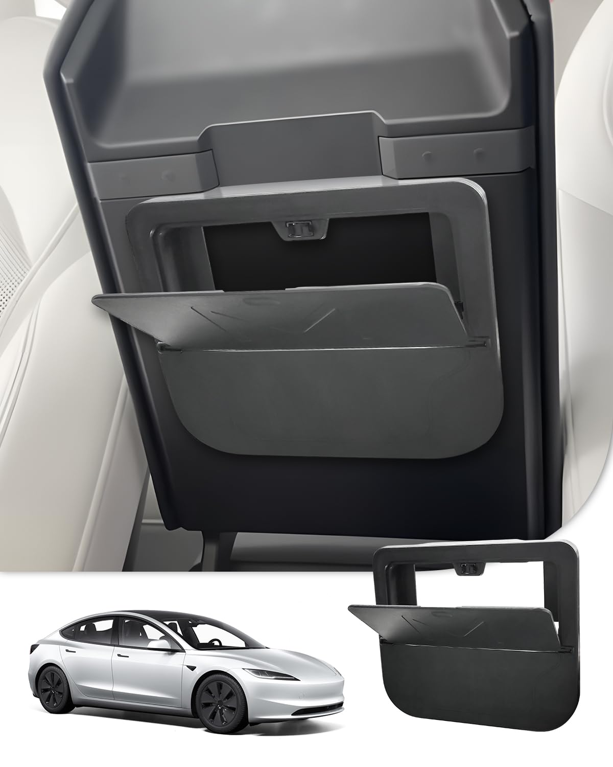 LFOTPP Kompatibel mit Tesla Model 3 Highland 2024 2025 One-Touch Versteckte Aufbewahrungsbox, Mittelkonsole Organizer Geheimfach Armlehne Versteckt Stauraum Organizer Box von LFOTPP