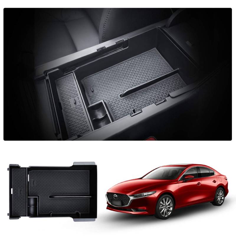 LFOTPP Mittelkonsole Aufbewahrungsbox für Mazda3, Mittelarmlehne Armlehne Organizer, Storage Box Innen, Mazd-a 3 Armlehne Organizer Tray Mittelarmlehne Handschuhfach von LFOTPP