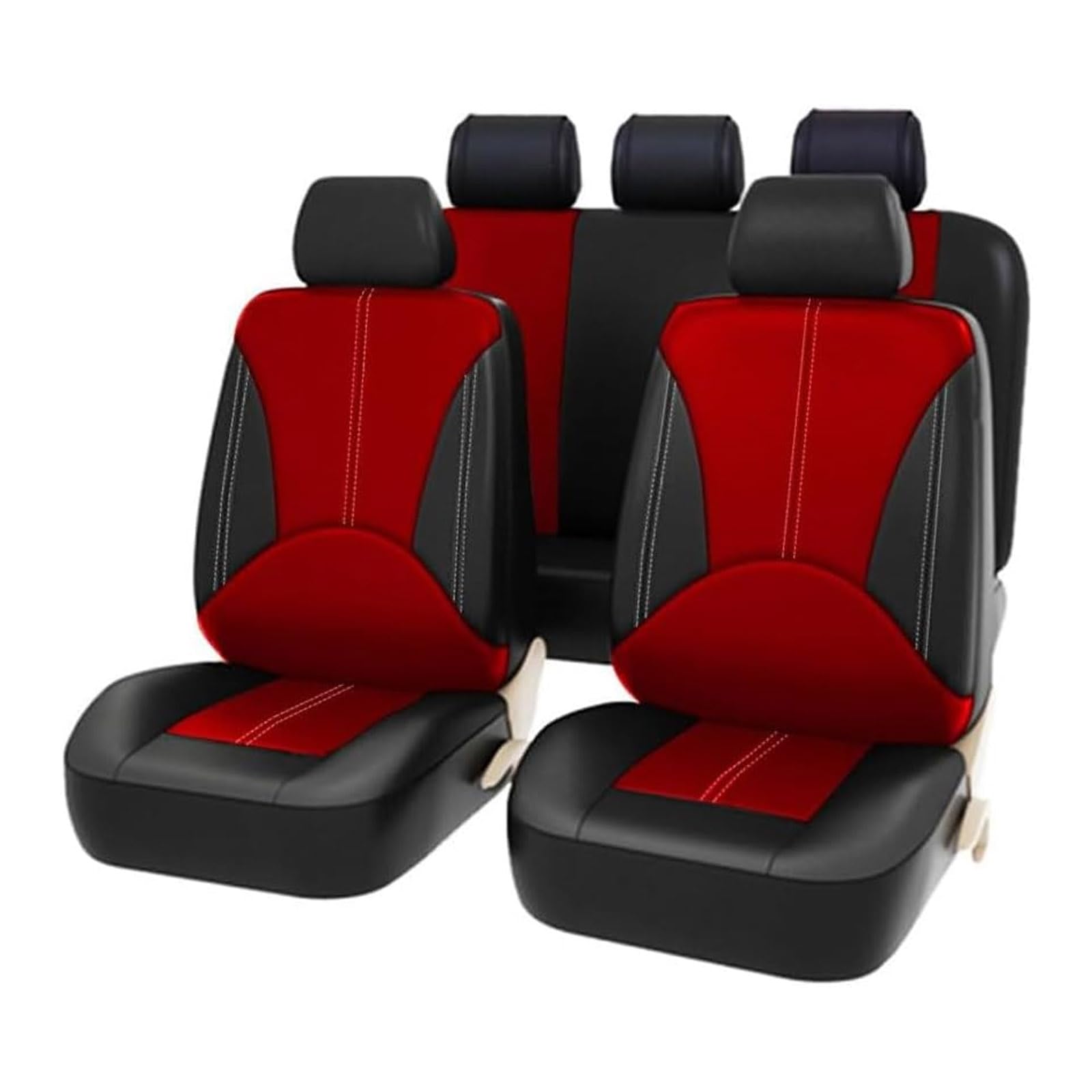 LFSYYD Autositzbezüge Sets für BMW X4 M X4M F98 2018-2022, Leder Vordersitze Rücksitzschoner Sitzauflagen Set Verschleißfest Wasserdicht Autositz Zubehör,E/Black Red von LFSYYD