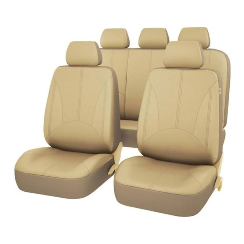 LFSYYD Autositzbezüge Sets für FIAT Grande Punto 2006-2012, Leder Vordersitze Rücksitzschoner Sitzauflagen Set Verschleißfest Wasserdicht Autositz Zubehör,G/Beige von LFSYYD