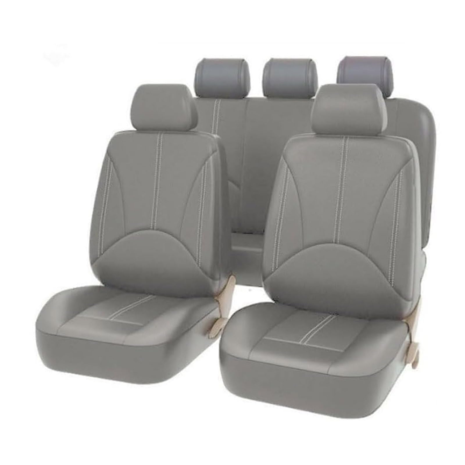 LFSYYD Autositzbezüge Sets für Seat Alhambra 2011-2022, Leder Vordersitze Rücksitzschoner Sitzauflagen Set Verschleißfest Wasserdicht Autositz Zubehör,H/Grey von LFSYYD