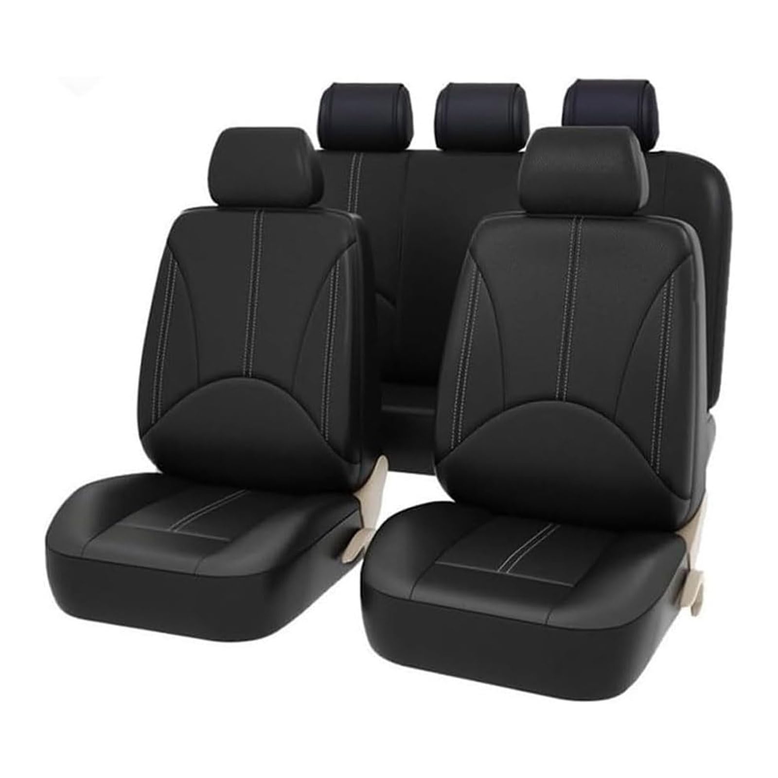 LFSYYD Autositzbezüge Sets für Toyota Handlander 5-Seats (XU40) 2.Gen 2009-2014, Leder Vordersitze Rücksitzschoner Sitzauflagen Set Verschleißfest Wasserdicht Autositz Zubehör,A/Black von LFSYYD