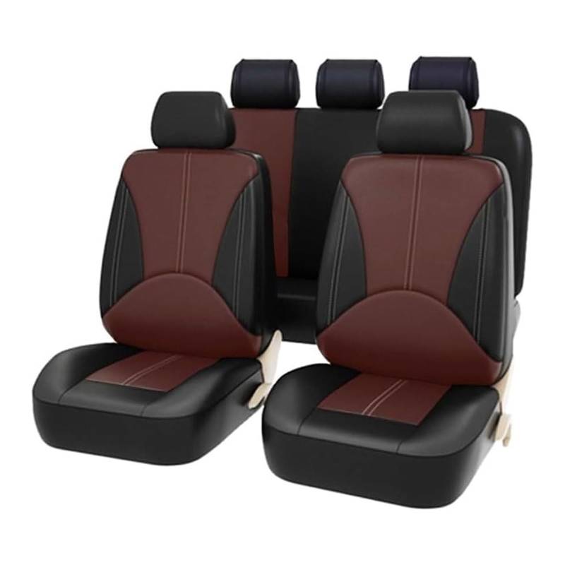 LFSYYD Autositzbezüge Sets für Toyota Land Cruiser 5-Seats J100 2000-2008, Leder Vordersitze Rücksitzschoner Sitzauflagen Set Verschleißfest Wasserdicht Autositz Zubehör,D/Black Coffee von LFSYYD