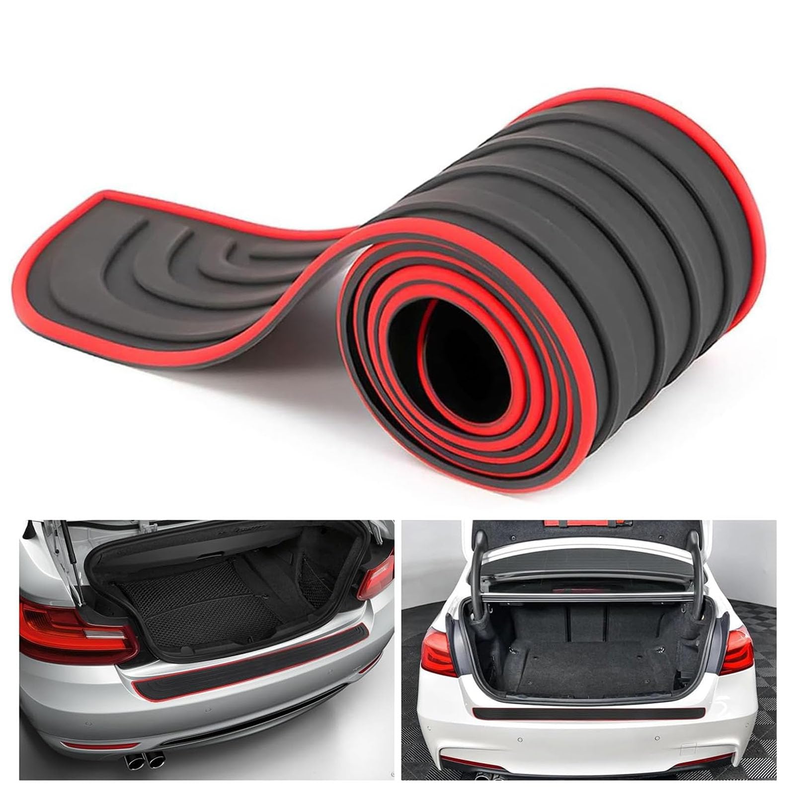 Ladekantenschutz Auto für Volvo V70 2000-2007, Stoßstangenschutz Schutzfolie Kofferraum Heck Rear Bumper Aufkleber Selbstklebender Zubehör,A/Blackred-104cm*9cm von LFSYYD