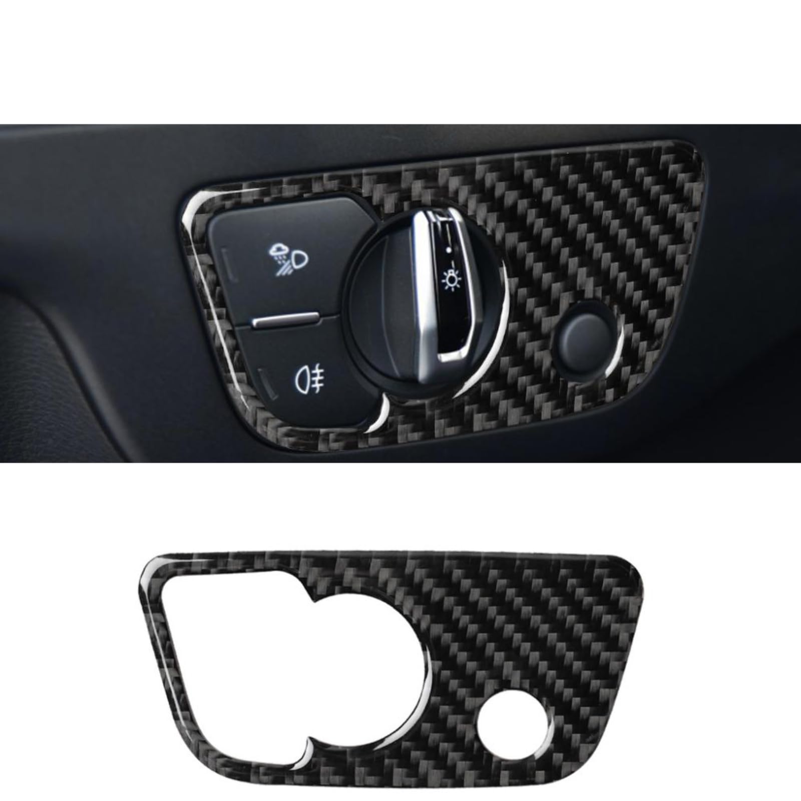 LFWAEE Auto Scheinwerfer Schalter Aufkleber Taste Panel Abdeckung Carbon Faser Trim Dekoration Auto Innen Zubehör Für Audi Q7 4M 2016–2019 von LFWAEE