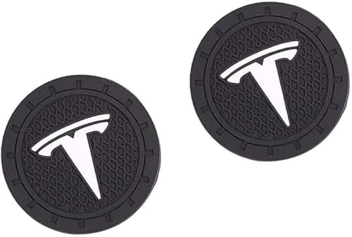 Auto Untersetzer für Tesla Model S 2012-2016,Silikon Auto Getränkehalter Untersetzer Kaffee Tee Pad für Getränke Tasse Temperaturbeständigkeit rutschfest Auto Innere Zubehör,2pcs-B von LFWCZS