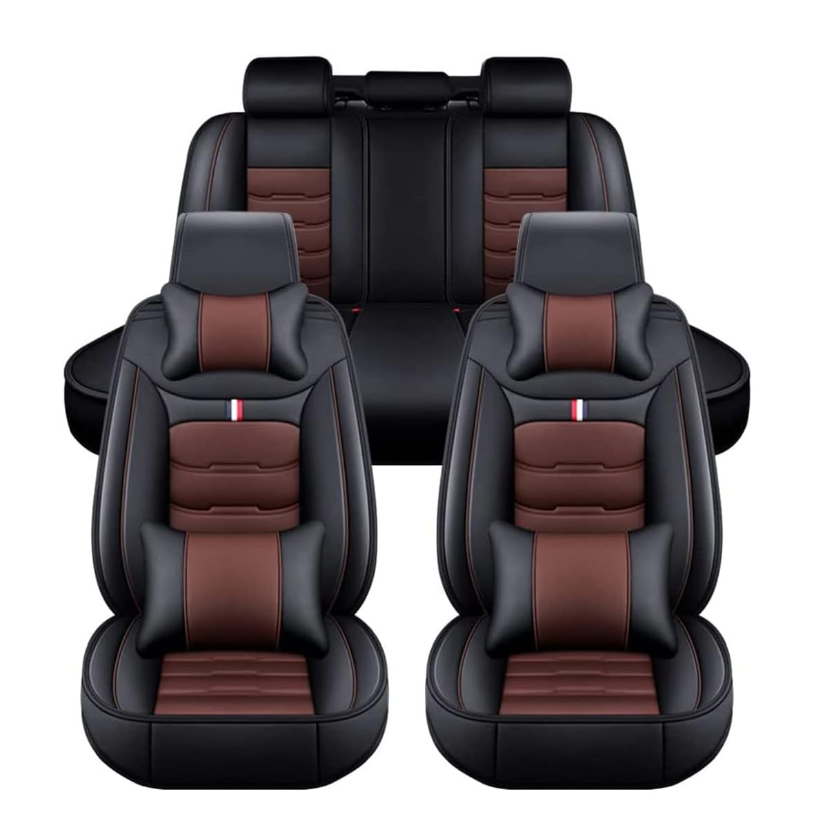LGTT Auto 5 Sitzer Sitzbezügesets, Wasserdicht Vordersitze Rückbank Sitzbezüge | Autositzbezüge Airbag Geeignet, für Audi A3 (8P) 2003-2011,Luxurious Version-Black Coffee von LGTT
