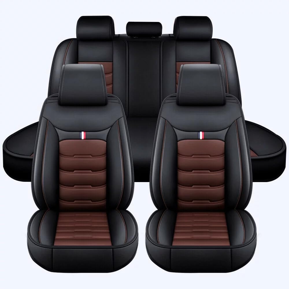 LGTT Auto 5 Sitzer Sitzbezügesets, Wasserdicht Vordersitze Rückbank Sitzbezüge | Autositzbezüge Airbag Geeignet, für Audi A4 (8K, B8) 2008-2014,Standard Version-Black Coffee von LGTT