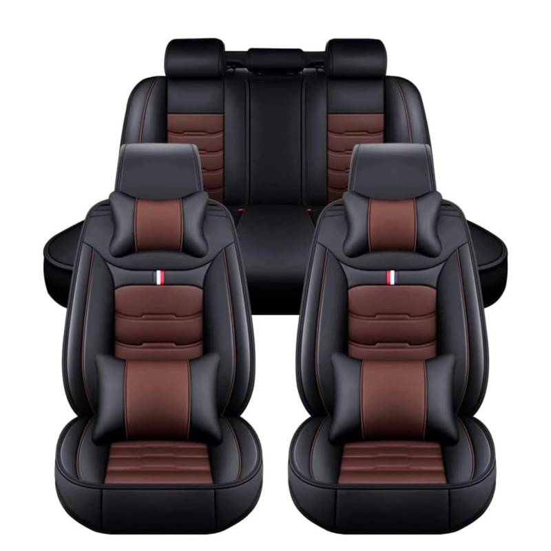 LGTT Auto 5 Sitzer Sitzbezügesets, Wasserdicht Vordersitze Rückbank Sitzbezüge | Autositzbezüge Airbag Geeignet, für Audi A4 Avant B5 B6 B7 B8 B9,Luxurious Version-Black Coffee von LGTT
