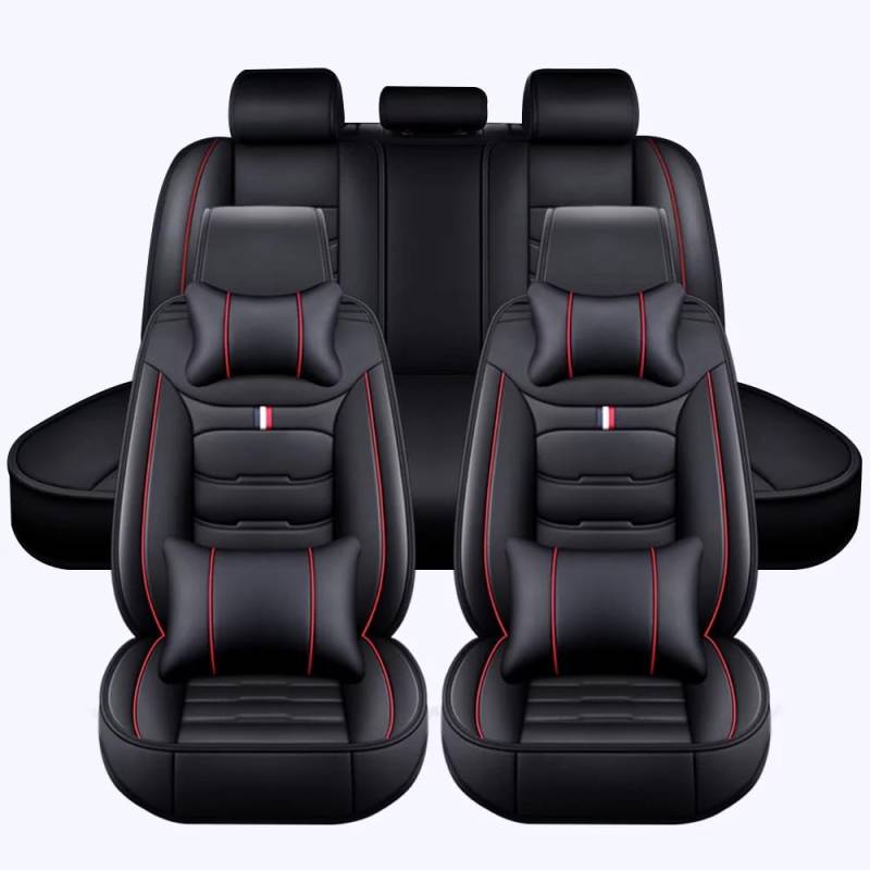 LGTT Auto 5 Sitzer Sitzbezügesets, Wasserdicht Vordersitze Rückbank Sitzbezüge | Autositzbezüge Airbag Geeignet, für Audi A4 B8 Avant Wagon 2008-2016,Luxurious Version-Black Red von LGTT