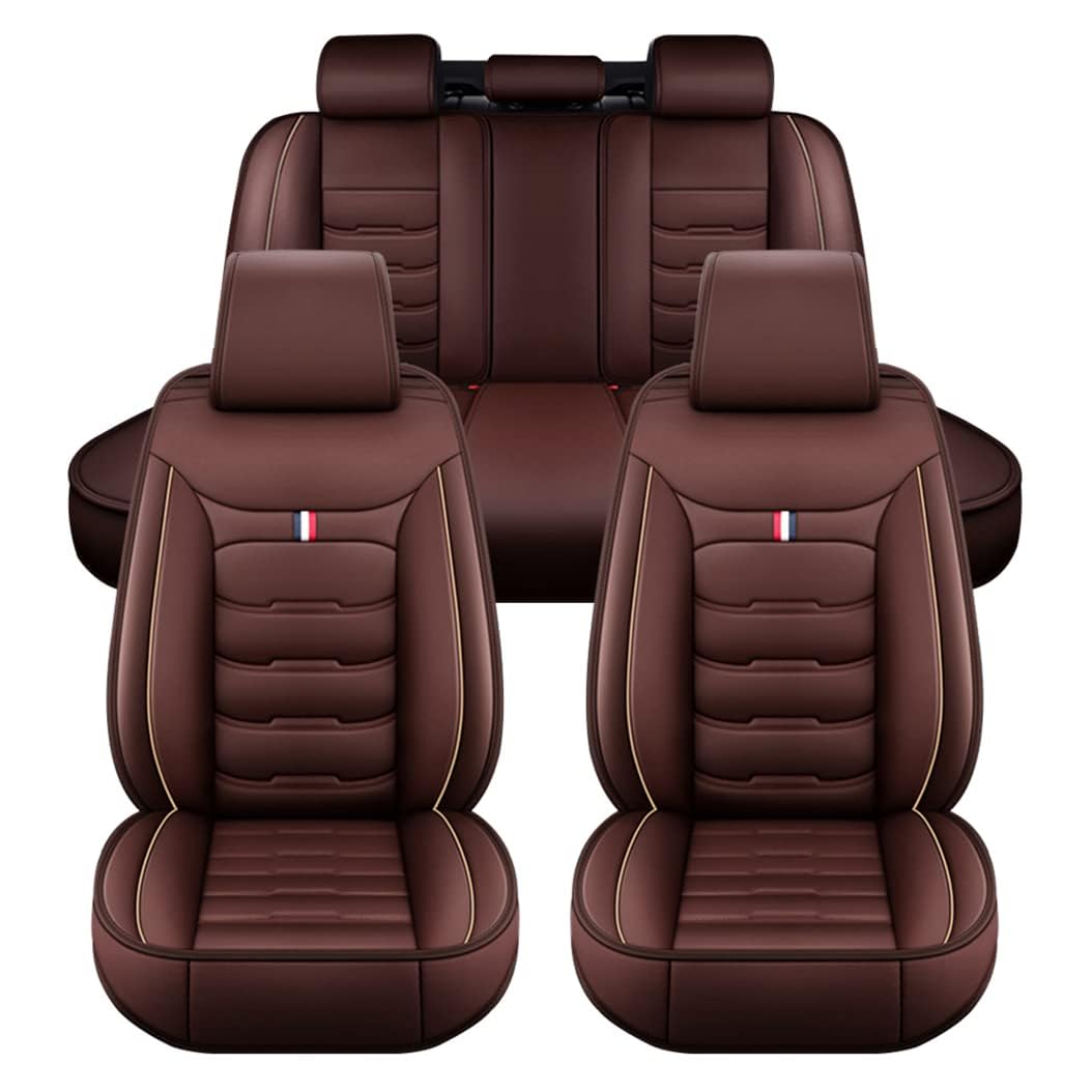 LGTT Auto 5 Sitzer Sitzbezügesets, Wasserdicht Vordersitze Rückbank Sitzbezüge | Autositzbezüge Airbag Geeignet, für Audi A8 (4E, D3) 2005-2010,Standard Version-Coffee von LGTT