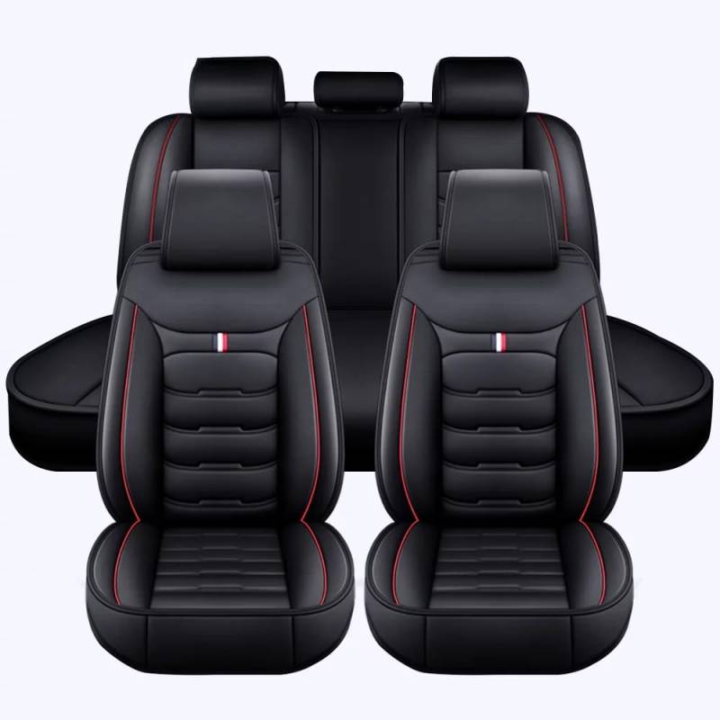 LGTT Auto 5 Sitzer Sitzbezügesets, Wasserdicht Vordersitze Rückbank Sitzbezüge | Autositzbezüge Airbag Geeignet, für BMW 2 Series F23 Convertible 2014-2021,Standard Version-Black Red von LGTT