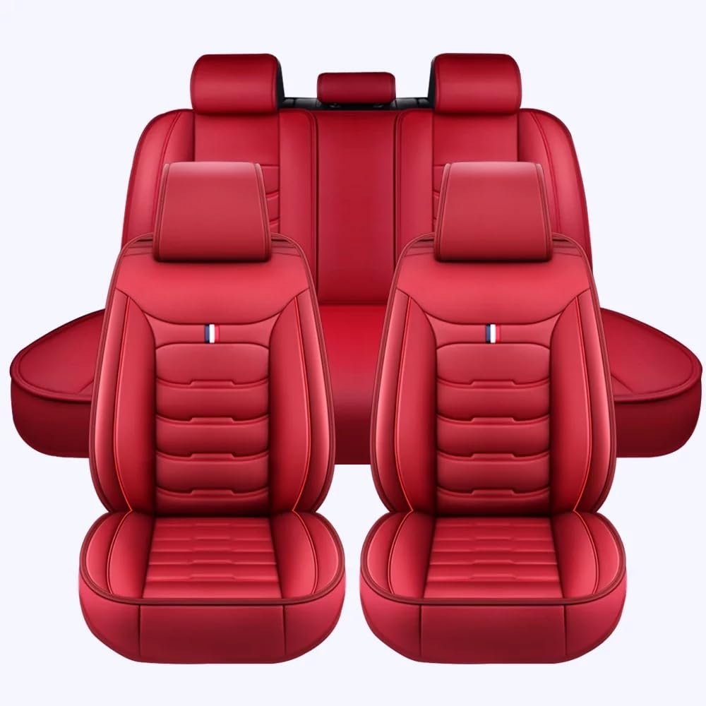 LGTT Auto 5 Sitzer Sitzbezügesets, Wasserdicht Vordersitze Rückbank Sitzbezüge | Autositzbezüge Airbag Geeignet, für BMW 5 Series E28 1981-1987,Standard Version-Red von LGTT