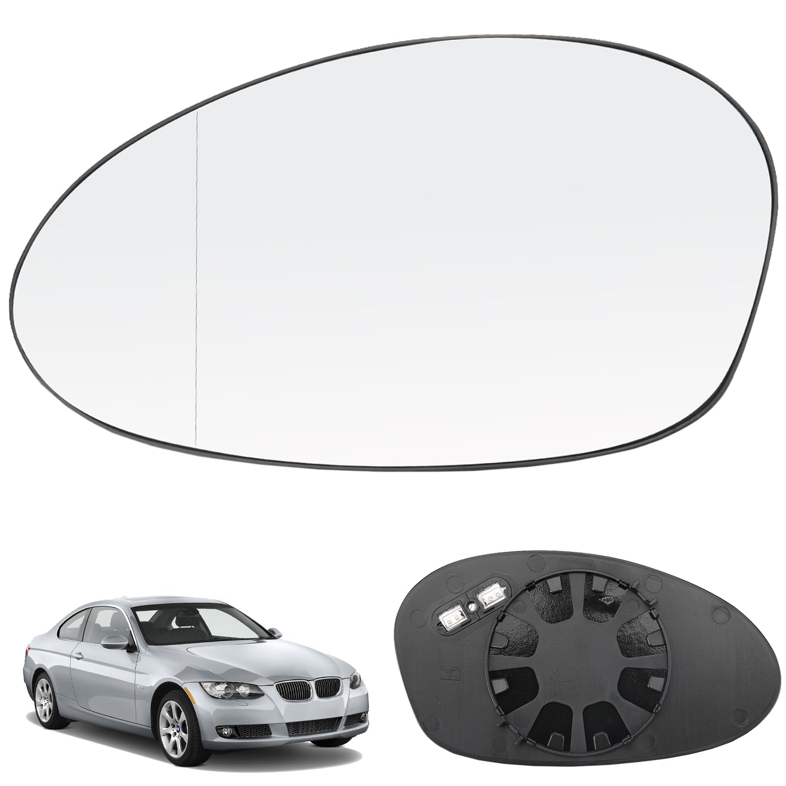 Spiegelglas Ersatz für BMW 1 3 Series E81 E88 E90 E91 E92 E93 LCI 2009-2012, Außenspiegel Glas Asphärisch, Links Rechts Verstellbar, Beheizbar Umkehrlinse, Ersatzspiegelglas,LR von LGTT