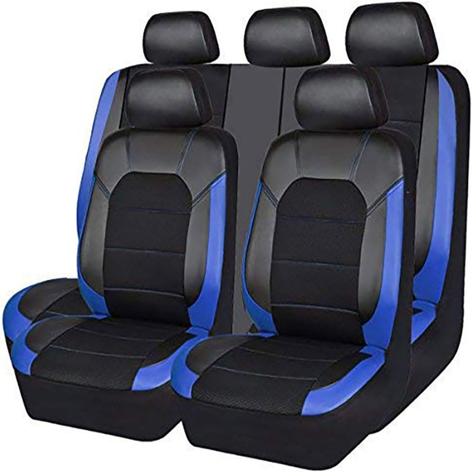 LGXYLF Autositzbezüge für Ford Focus St Mk4 Focus Mk2 S Focus MK2 MK3 MK4 Focus MK2 2000-2024 Ledersitzbezüge Wasserdichtes Full Set Sitzbezüge Auto Zubehör,Black-Blue von LGXYLF