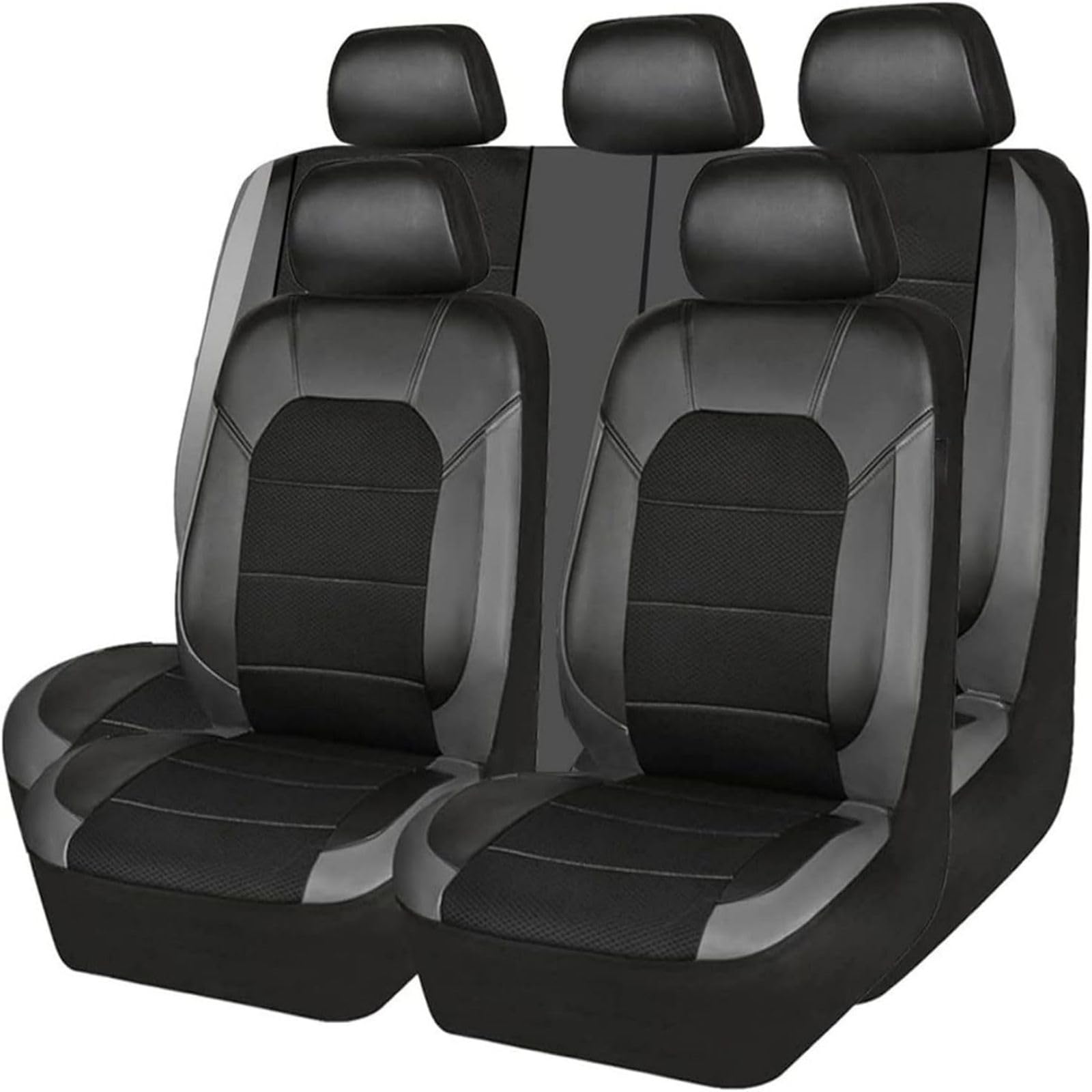 LGXYLF Autositzbezüge für VW Touran 1.Gen (1T) 2006-2010 2011 2012 2013 2014 2015 5-Seats Ledersitzbezüge Wasserdichtes Full Set Sitzbezüge Auto Zubehör,Black-Grey von LGXYLF