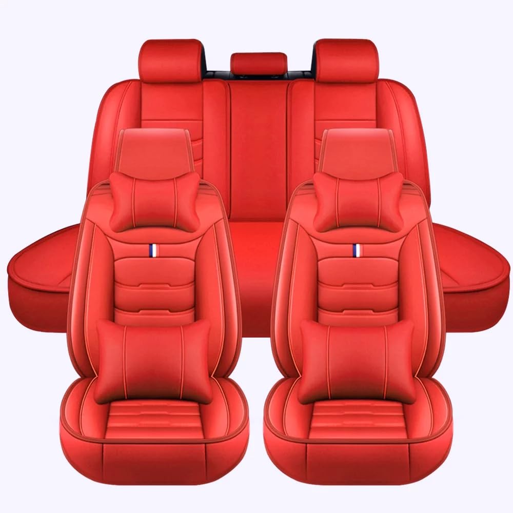 Auto Sitzbezüge für BMW 7 Series F01 F02 F03 F04, 5-Sitze Leder AutositzbezüGe, Sitzbezug Auto Vordersitze Rückbank Wasserdicht Sitzschoner,Luxurious Version-Red von LGZFC