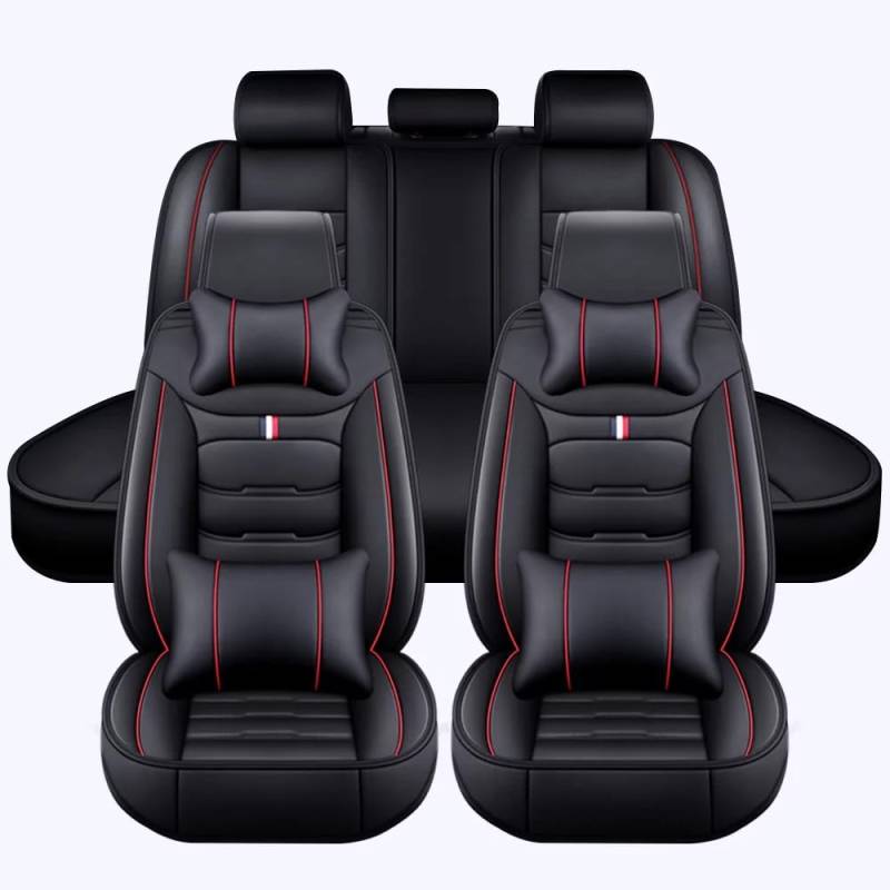 Auto Sitzbezüge für BMW All Model F22 F30 F31 F34, 5-Sitze Leder AutositzbezüGe, Sitzbezug Auto Vordersitze Rückbank Wasserdicht Sitzschoner,Luxurious Version-Black Red von LGZFC