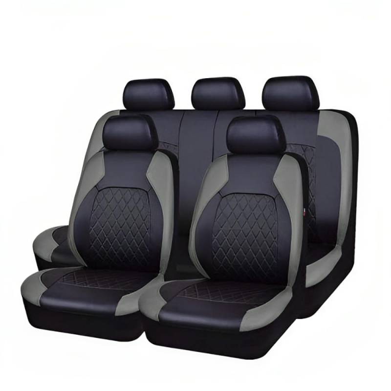 Auto Sitzbezügesets für Dacia Dokker 1.2 TCe/1.3 TCe, Leder AutositzbezüGe 5 Sitzer Schonbezug Autositz Vorder Hinten, Auto Zubehör,C Grey von LGZFC