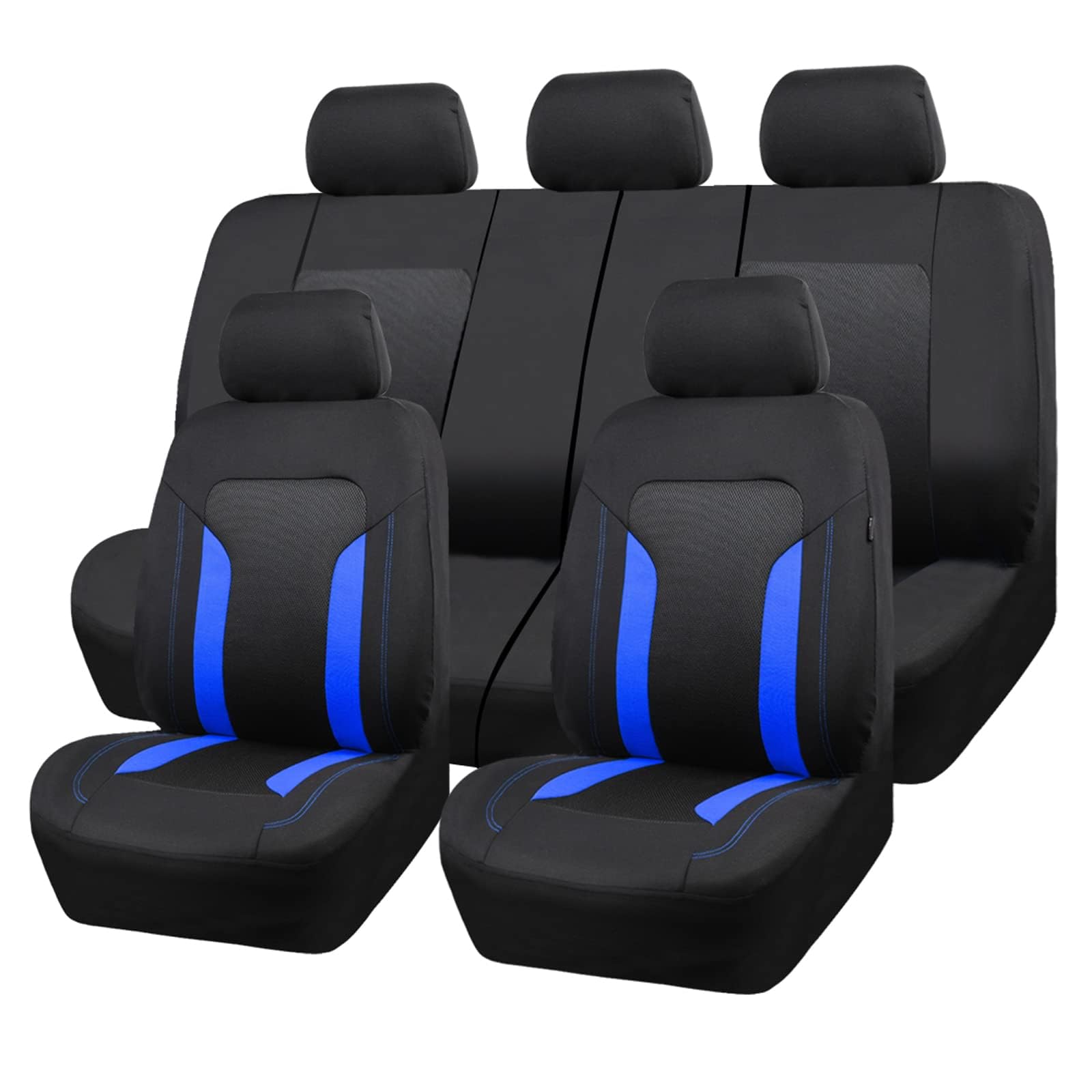 LGZFC Autositzbezüge Set Mesh Polyester für Ford Bronco Expedition Ranger Maverick Fusion F150 - Auto-Sitzschoner für die Vordersitze und Rückbank mit Airbag - Herausnehmbar und waschbar,A Blue von LGZFC