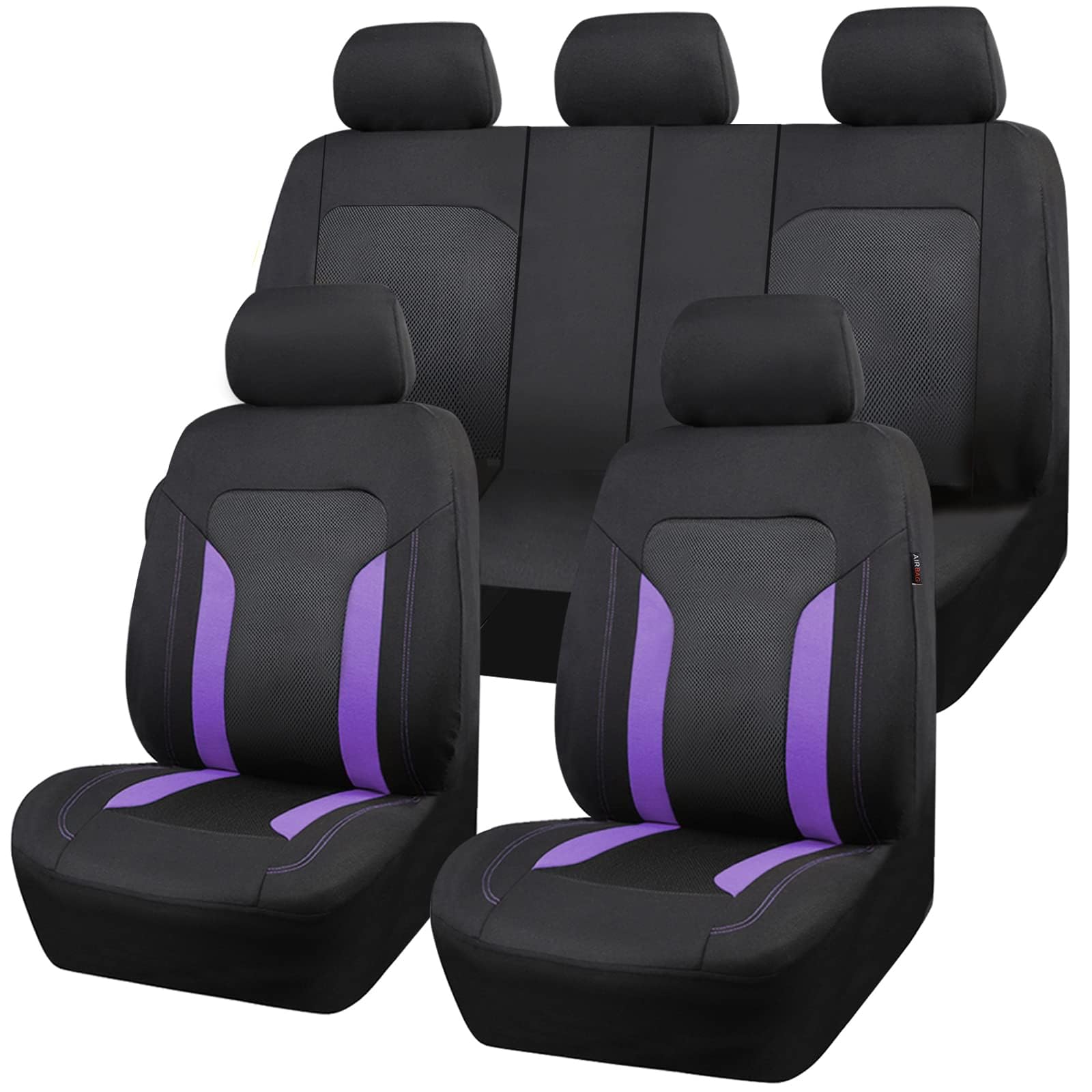 LGZFC Autositzbezüge Set Mesh Polyester für KIA Niro II (SG2) 2022 2023- - Auto-Sitzschoner für die Vordersitze und Rückbank mit Airbag - Herausnehmbar und waschbar,D Purple von LGZFC