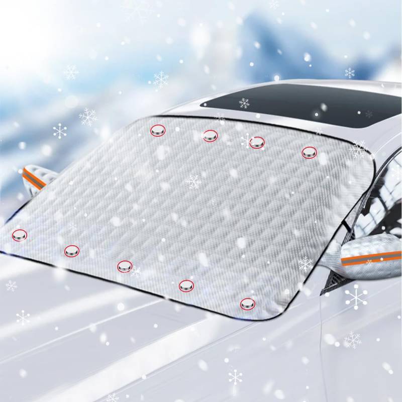 LGZIN Frontscheibenabdeckung, Auto Windschutzscheibenabdeckung, Abdeckung Windschutzscheibe Winter mit 9 Magnet Fixierung, Scheibenabdeckung Winter für Gegen Schnee, EIS, Frost, Staub (145 x 113 cm) von LGZIN